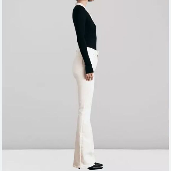 Rag & Bone Casey High Rise Flare Jean In Ecru 31 - Picture 2 of 9